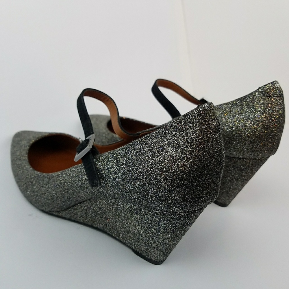 Schutz Mary Jane Glitter Wedges Size 9